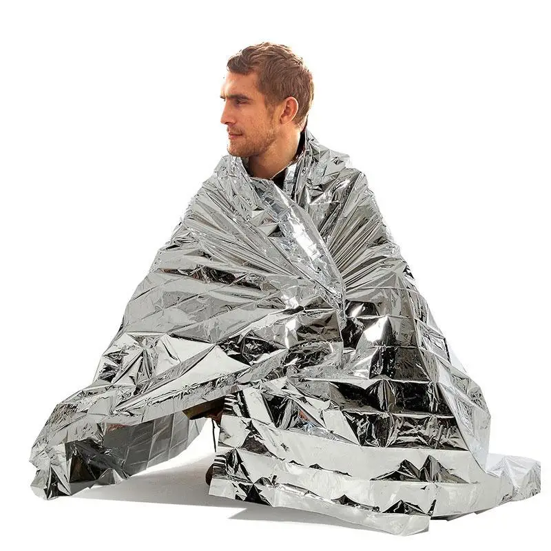 

4PCS Emergency Blanket Survival Rescue Insulation Curtain Outdoor Life-saving Military Silver