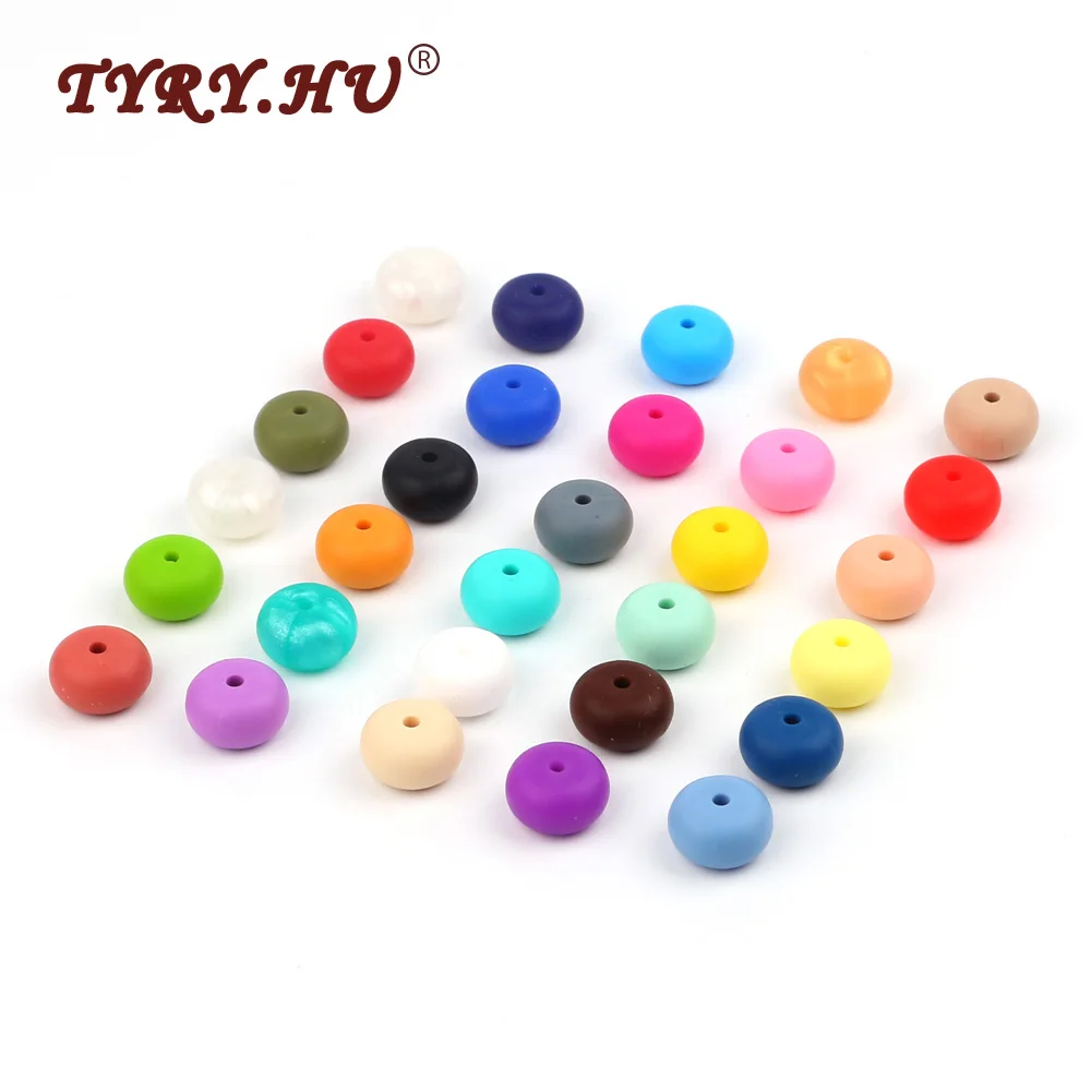 

100pc Abacus Beads Silicone Beads DIY Teething Necklace Safe Rubber Teethers BPA FREE Loose Saucer Beads For Mom Jewelrys Making