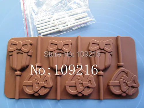 

wholesale!!1pcs 6-Gift Shaped Lollipop 100% Food Grade Silicone Chocolate/Jelly/Pudding/Ice/Candy DIY Mold