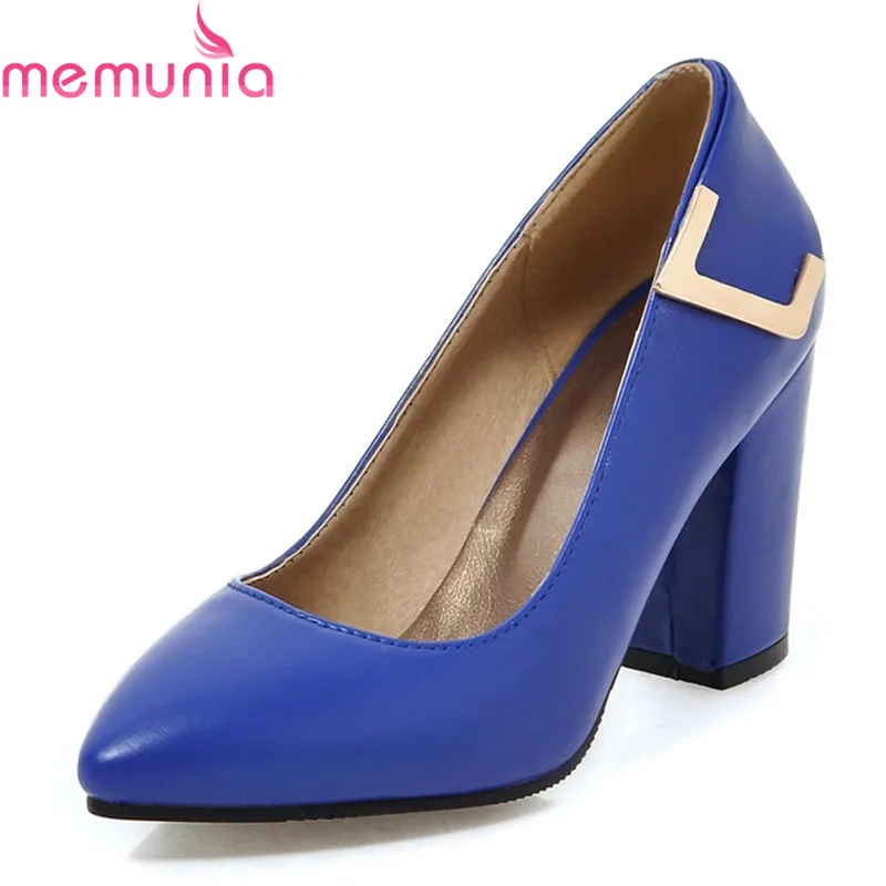 

MEMUNIA spring autumn fashion sexy pointed toe women pumps thick high heels shallow slip-on solid party shoes big size 34-43