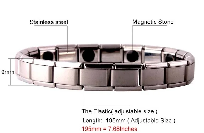 

Stainless Steel Bracelet Magnetic Stone Health Jewelry Luxury Bracelet Unisex Hand Wristband Germanium Tourmaline Bangle Hot