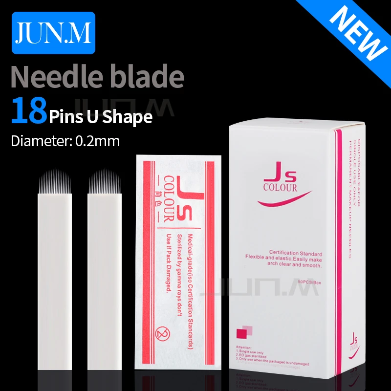 500pcs 18 Pin U Shape 316 Stainless Steel Tattoo Needle Permanent Makeup Eyebrow Embroidery Blade For