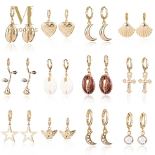 Милые Висячие серьги из натуральной раковины в богемном стиле, серьги в виде морской раковины с цветами, летние украшения для ушей, серьги Mujer pendientes