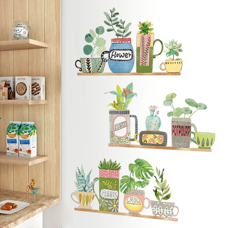 Aliexpress com Buy Pot Plant Cactus  Wall Stickers 