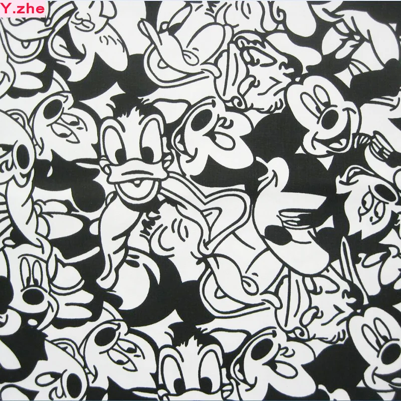Lovely Mickey Fabric Wide 125cm Cartoon Donald Duck Cotton Fabric Stretch Twill Cotton Fabric DIY Sewing Children Clothing Pants