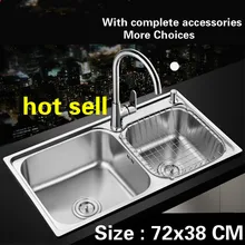 Кухонная раковина пищевой 304 нержавеющая сталь нормальный двойной паз Горячая 720x380 мм