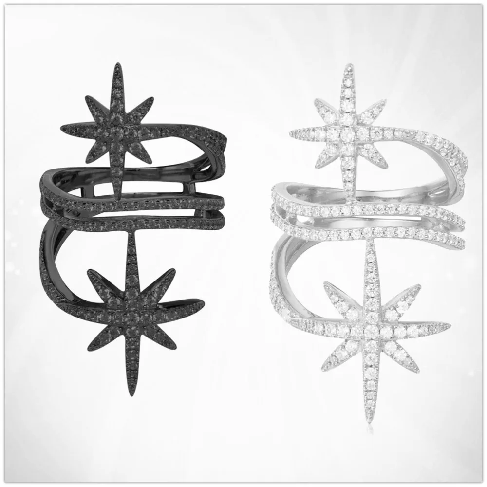 

APMM1:1s925 sterling silver zircon variety of black geometric elements fashion ring wild female jewelry fresh European style