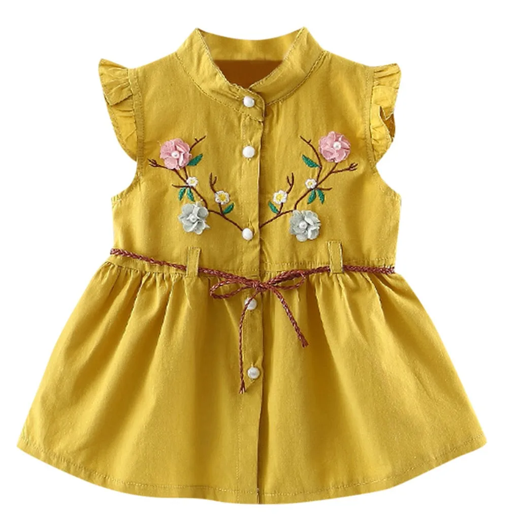Вечерние платья-пачки на шнуровке с цветочным рисунком для маленьких девочек платья принцессы vestido infantil, платье для новорожденных девочек, 30 - Цвет: Цвет: желтый
