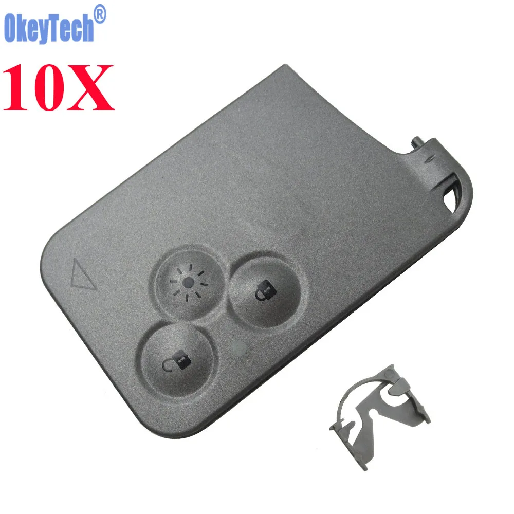 OkeyTech 10PCS LOT Replacement 3 Buttons Smart Key Card Case for Renault Espace Remote Card Fob with Light Button Free Shipping