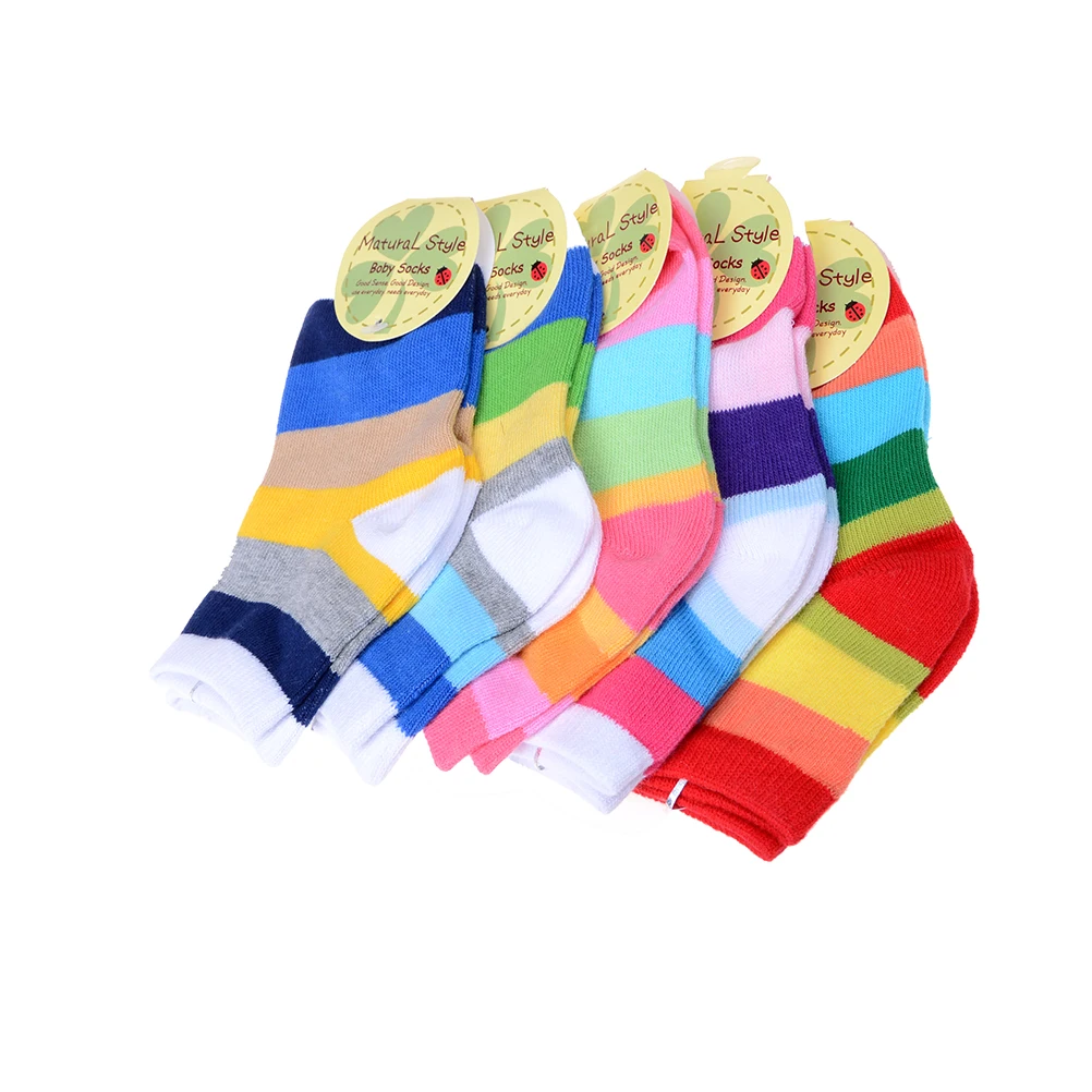 HOT 1 Pair Rainbow Color Lovely Cute Cotton Socks for 1 3Y Baby Boys