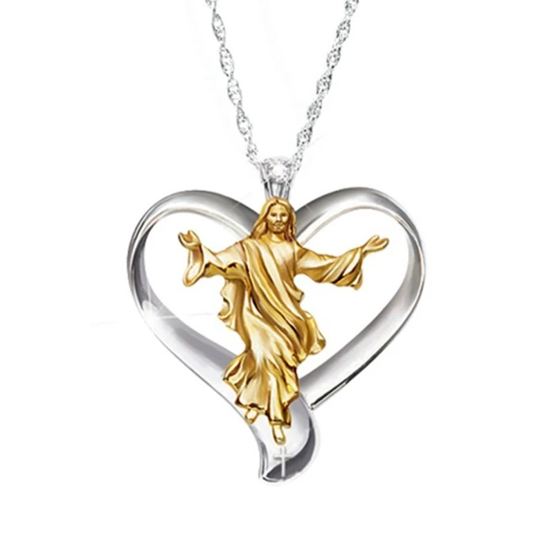 Крестик Love Heart Jesus Ladie ожерелье из нержавеющей стали длинная цепочка ожерелье ювелирные изделия оптом подарок