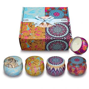 

Essential Oil Soy Wax Scented Candle Romantic Aromatherapy Candle Glass Smoke-free home Decor Candle 5set/lot