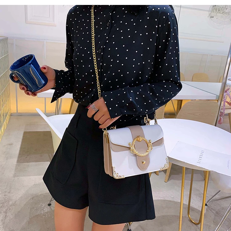 Элегантная женская сумка-тоут с металлическим кольцом модная новая качественная женская дизайнерская сумка из искусственной кожи сумка-мессенджер на плечо с цепочкой