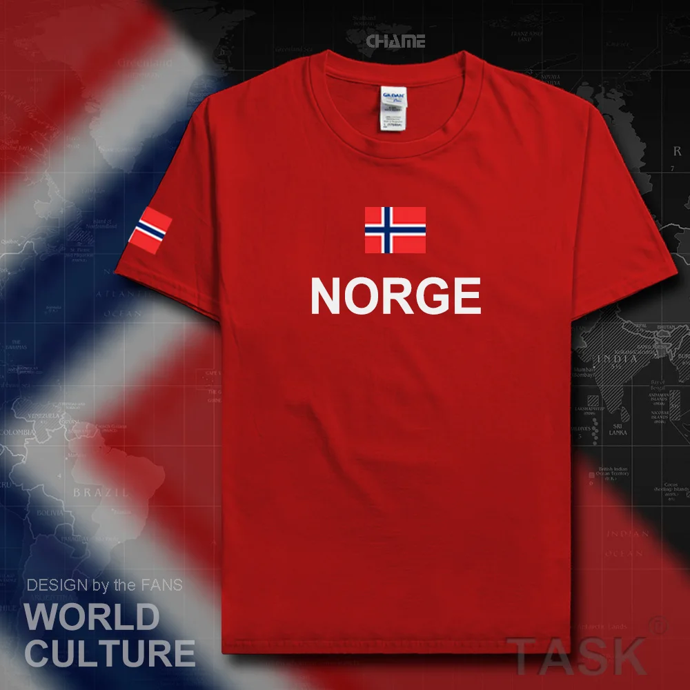Norge Мужская футболка хлопок Мода 2017 трикотаж национальная команда фитнес