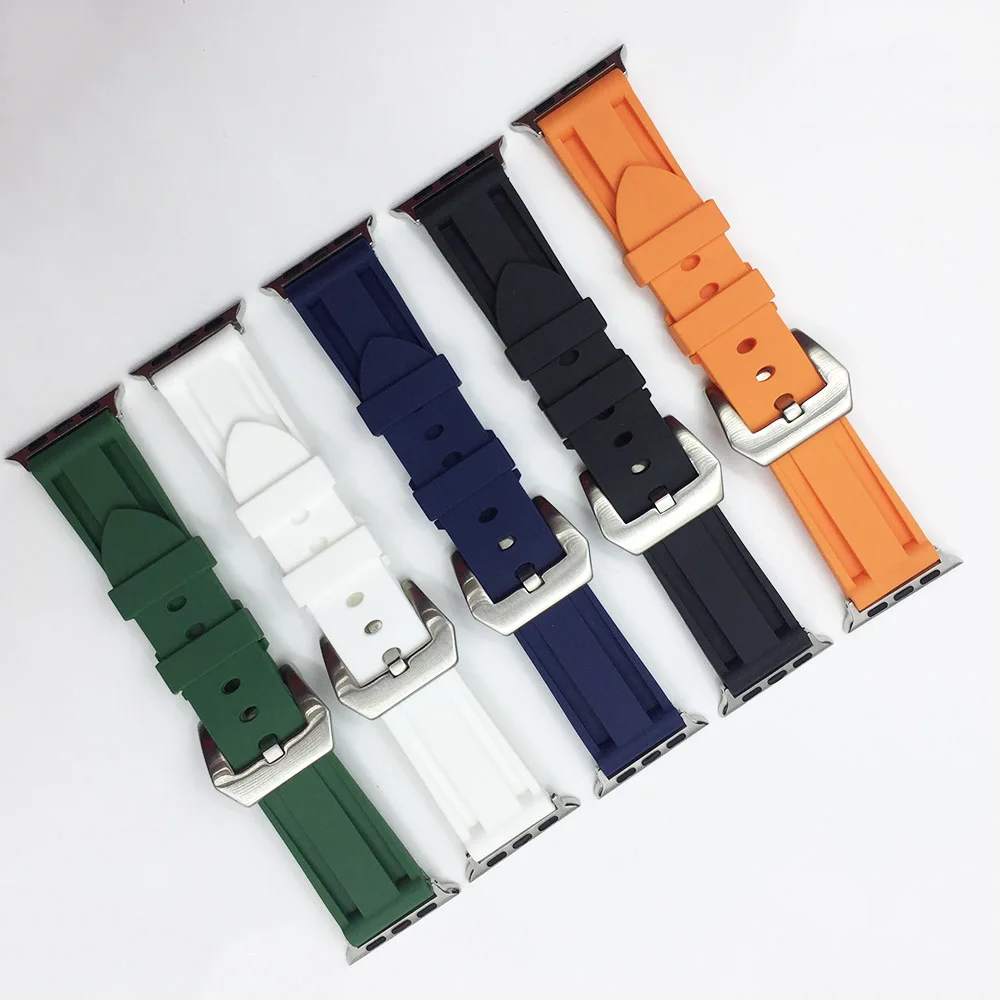 

Rubber Watchband for Apple Watch 42mm 44mm Watch Strap 38mm 40mm Silicone Bands Bracelet for iWatch Series 5 4 3 2 1 Black,White
