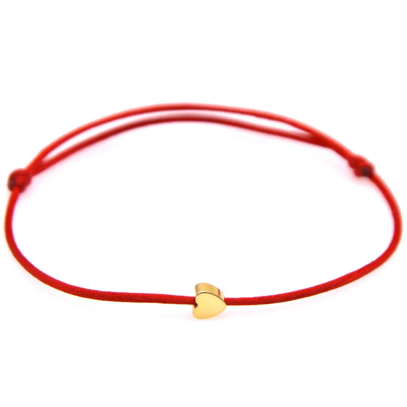 

Gold Color Heart Bracelet Handmade Jewelry Multicolor Rope Adjustable String Lucky Bracelet For Women Children Lucky Bracelet