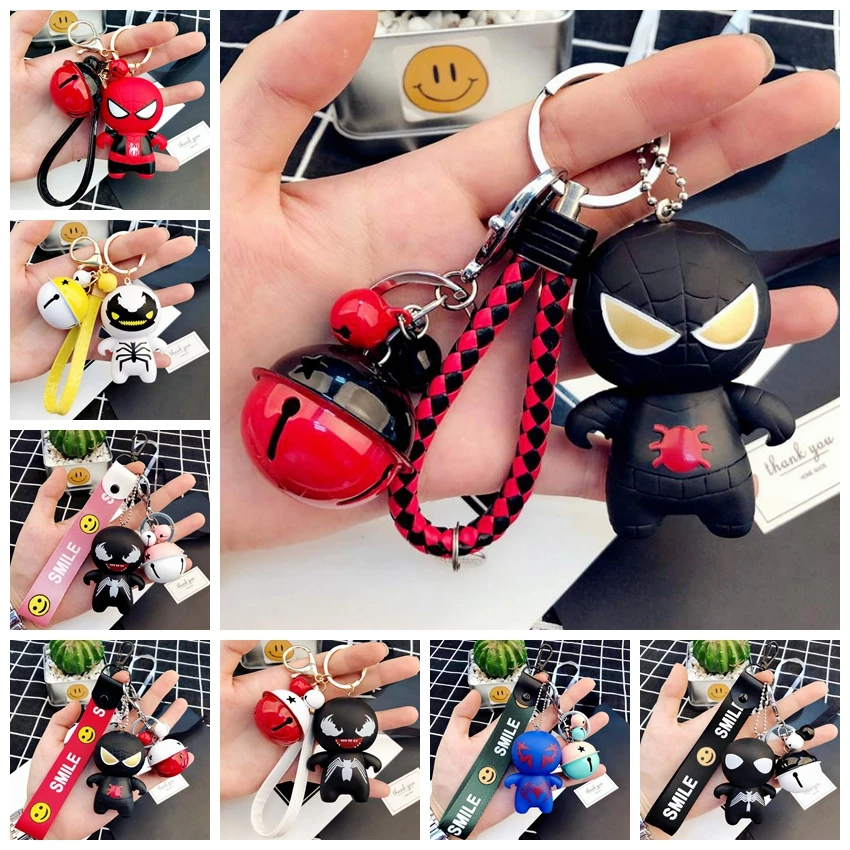 

Marvel Spider-Man: Heroes Expedition Keychain Spiderman Cosplay Venom Deadpool Batman PVC Key Ring Toys Figure For Children Gift