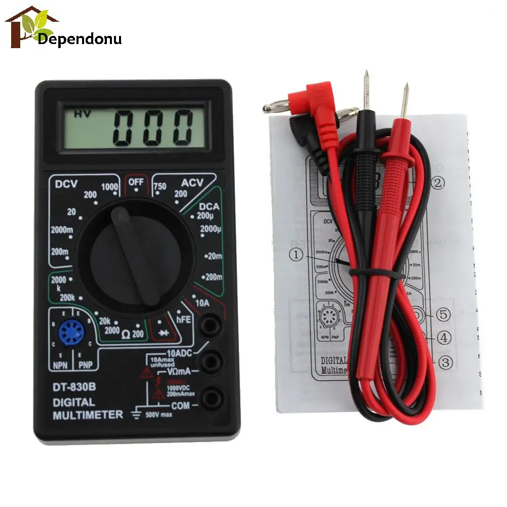DT-830B ЖК-Цифровой Мультиметр AC/DC 750/1000 В Вольтметр Амперметр Ом Метр Тестер Цифровой Мультиметр