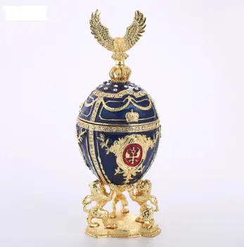 

Desk Ornaments Figurines Home ornaments Russian style Easter lucky egg gold-plated enamel painted metal handicraft accessories