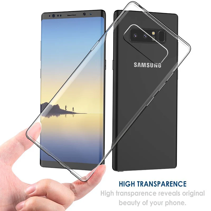 Transparent Case For Samsung Galaxy Note 8 Luxury Slim Soft Silicone Clear TPU Back Cover Bag |