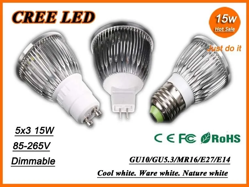 X10 Бесплатная доставка высокая мощность CREE GU10 E27 E14 MR16 9 Вт 12 15 85-265 в диммируемая