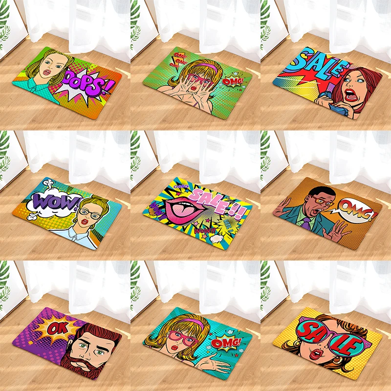 

New Design Anti-Slip Carpets Pop Art Printed Mats Bathroom Floor Kitchen Rugs