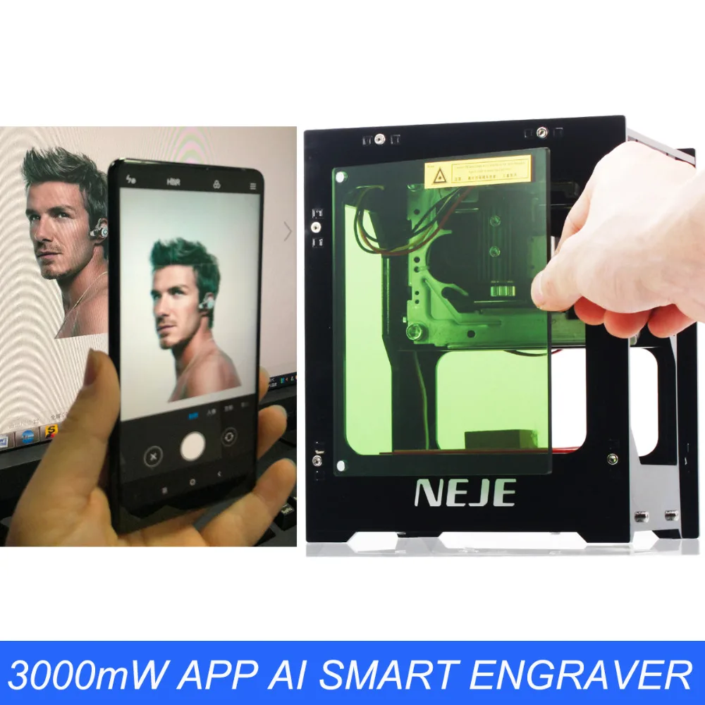 

NEJE 3000mW Laser Engraving Machine 445nm 4Pin TTL/PWM Control DIY USB Mini CNC Wood Router Engraver w/ Battery