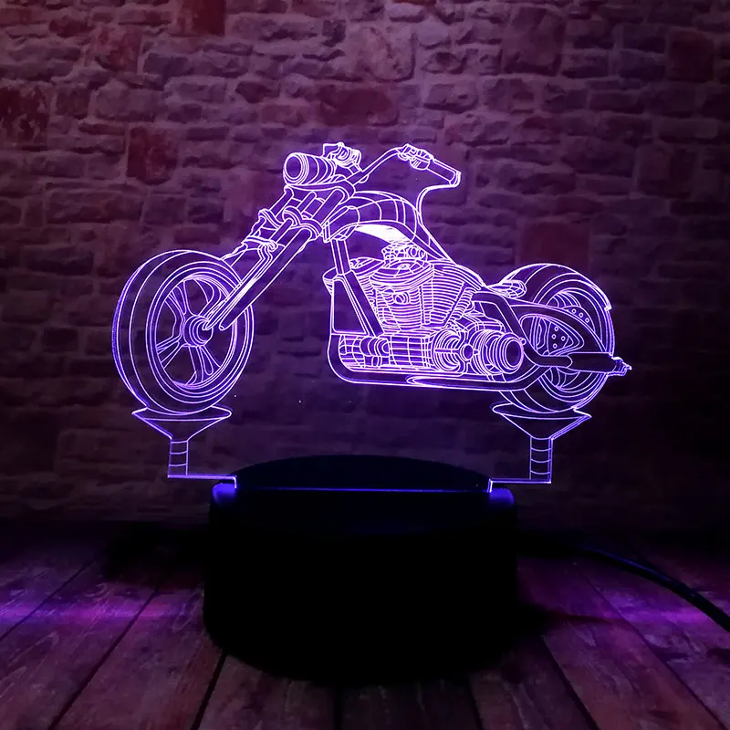 

Luminous Motorcycle Model 3D Illusion Led Lamp Colorful Touch Nightlight Flash Lighting Glow in the Dark Motor Toys