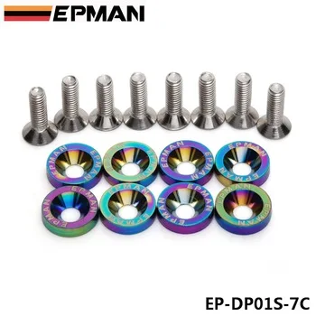 Epman Neo Chrome Type M6 x 20MM Bolt Screw License Fender Washer Engine Bay Kit 8PC EP-DP01S-7C