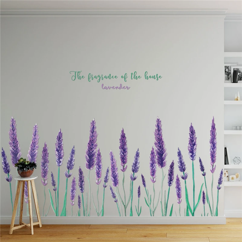 Tofok Violet Lavender Creative Wall Stickers Skirting Line Decals Living Room Setting Wall Stickers PVC Removable High Quality