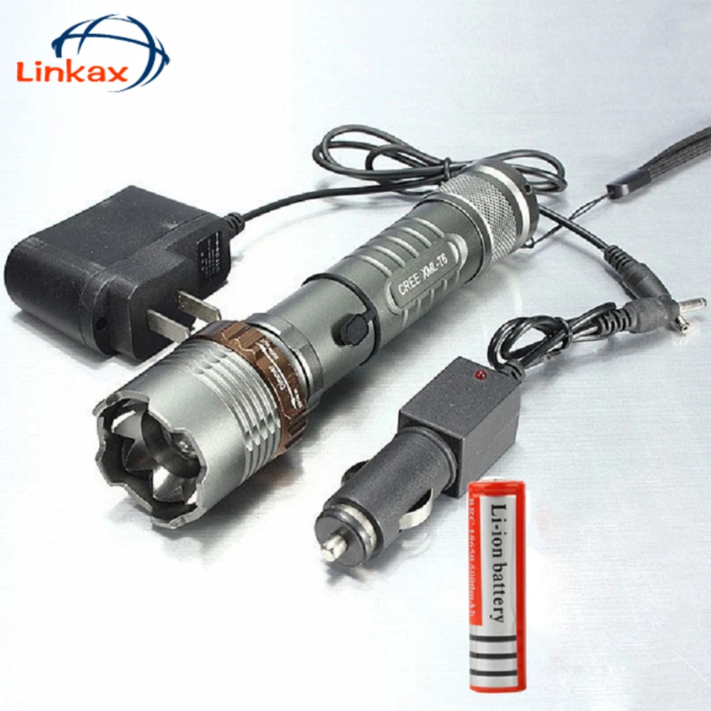 

XML-T6 LED Flashlight Zoomable torch light lanterna tatica penlight recarregavel 18650 Battery Charger Penlight