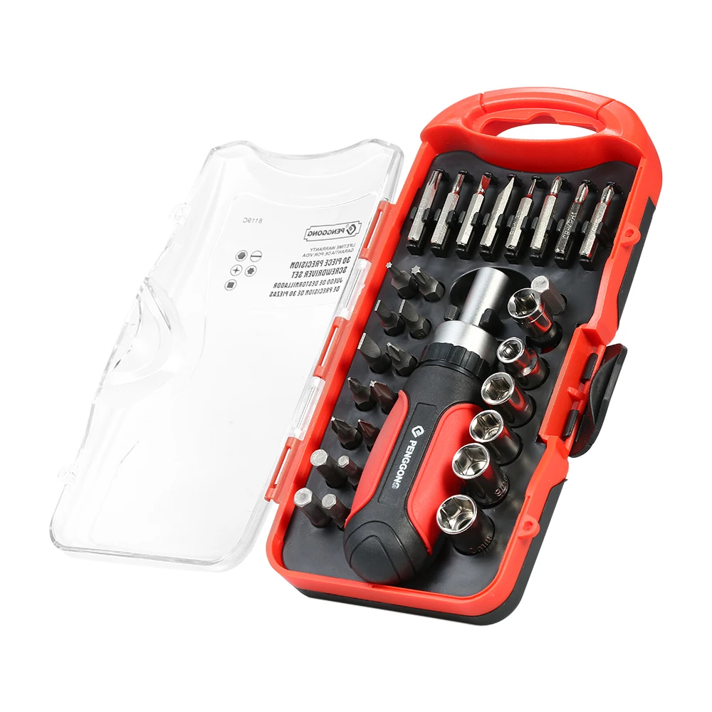 

30PCS Multipurpose Ratchet Screwdriver Set Socket Screw Driver Bit Set Hex Torx Slotted Phillip Electrical Work Repair Tools Kit