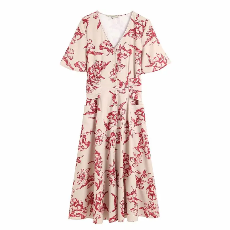 

1981-62-9677 European and American Fashion Flower Printed Dresses
