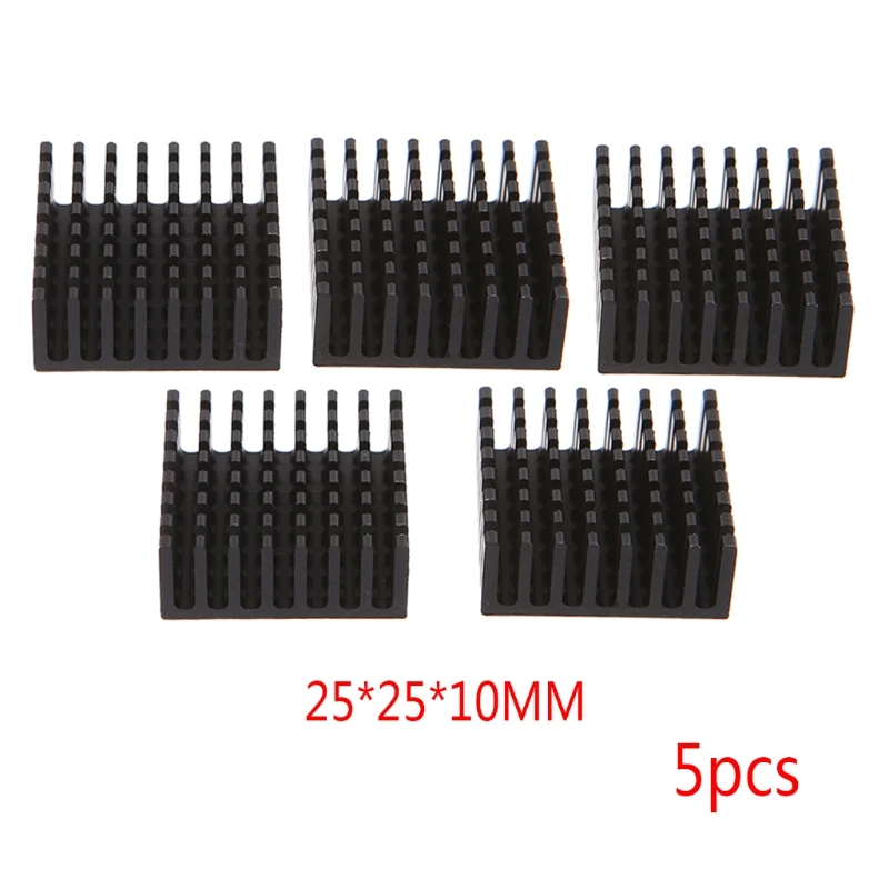 5Pcs 25 25 10mm Aluminum Heatsink Block Computer Cooler Electronic Chip Radiator 2