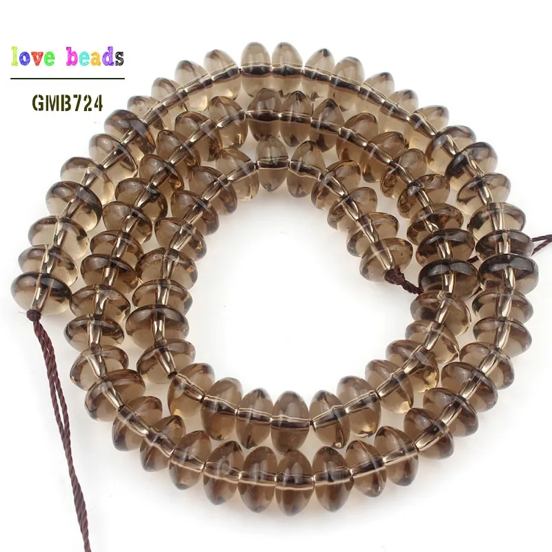 6/8/10mm Smoky Quartzs Rondelle Spacer Beads for Jewelry Making DIY Beaded Bracelet Strand 15'' Glass Beads