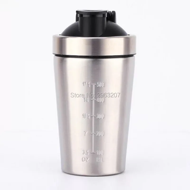 739ml 500ml 304 Stainless steel protein powder shaker blender water bottle fitness home office whey camping sport drinking water