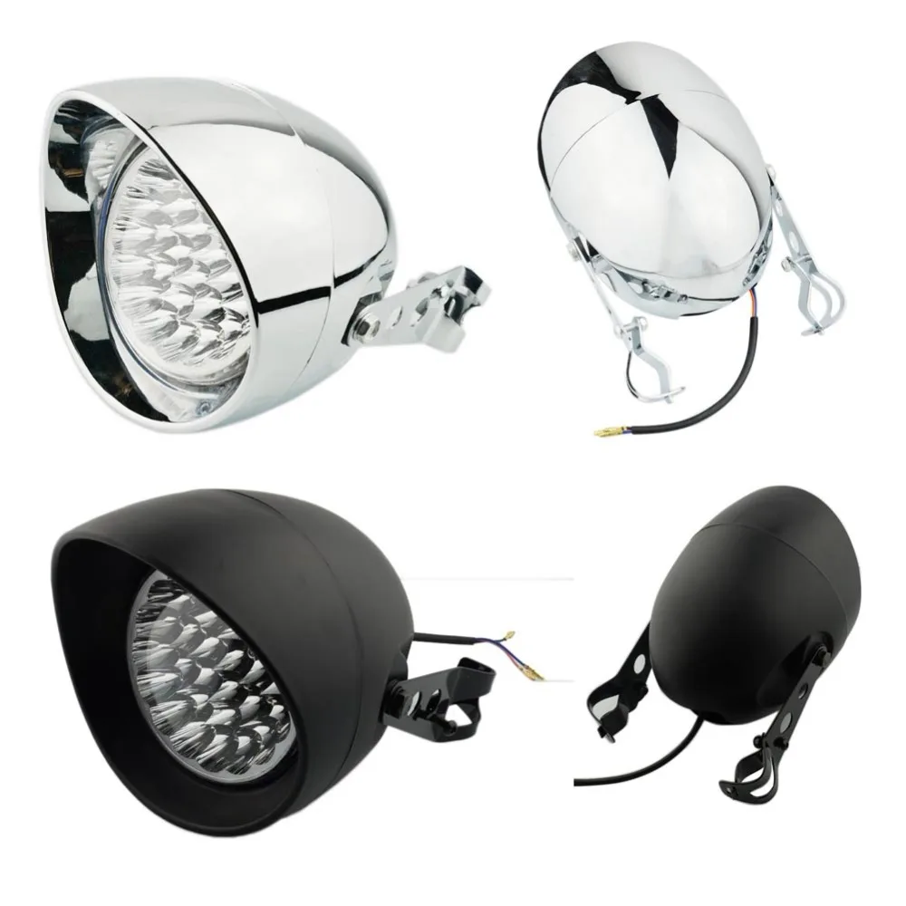 Motorcycle LED 7" Hi/Lo Beam Headlight Head lamp Side Mount 28 - 36MM Bracket Customs for harley Cafe Yamaha Honda |