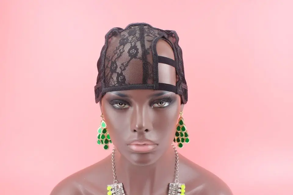 

Left Part U part Wig caps for making wigs only stretch lace weaving cap adjustable straps back high quality