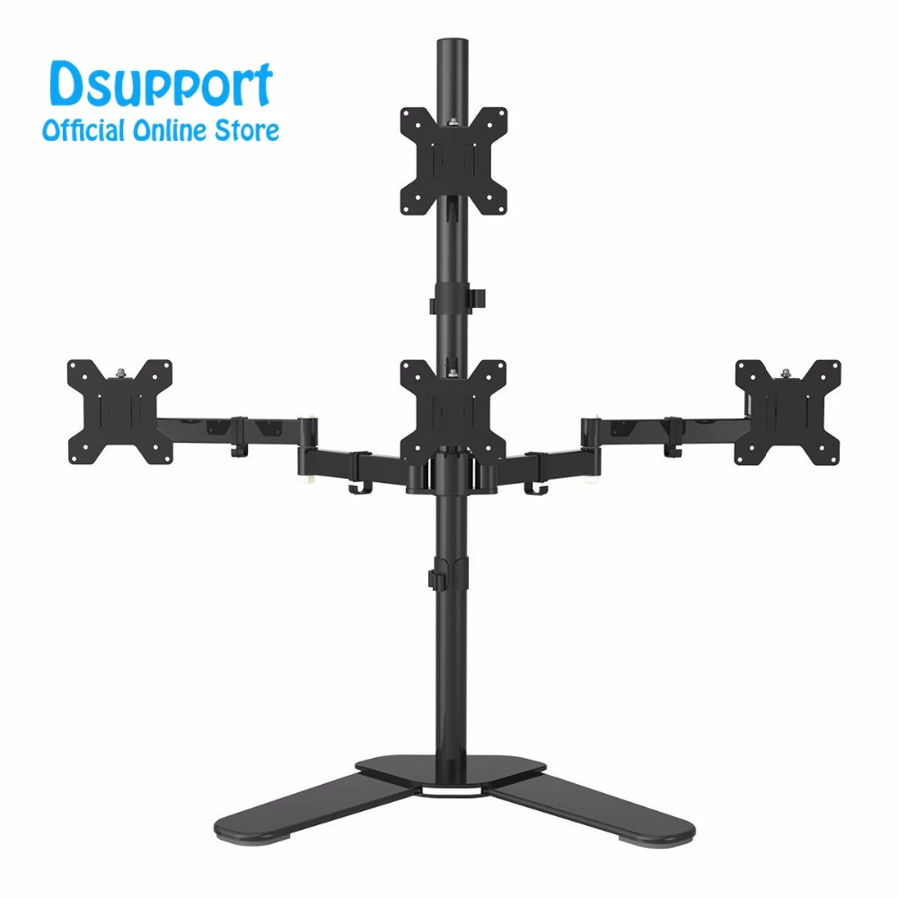 4 LCD Screens Up to 27" Heavy Duty Quad Monitor Stand Free Standing Desk Mount 