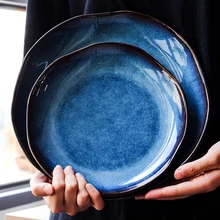 Prato irregular pigmentado placas de cerâmica estilo japonês criativo bife sobremesa bandeja cozinha jantar pratos decoração para casa utensílios de mesa