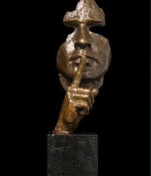 

Art Deco Sculpture "Golden is Silence" Man Face Abtract Bronze Statue