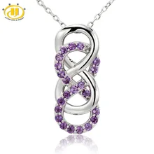 Hutang камень ювелирные изделия натуральный аметист Серебро 925 пробы бесконечное 88 кулон цепочки и ожерелья для женщин ювелирные украшения 1" цепи