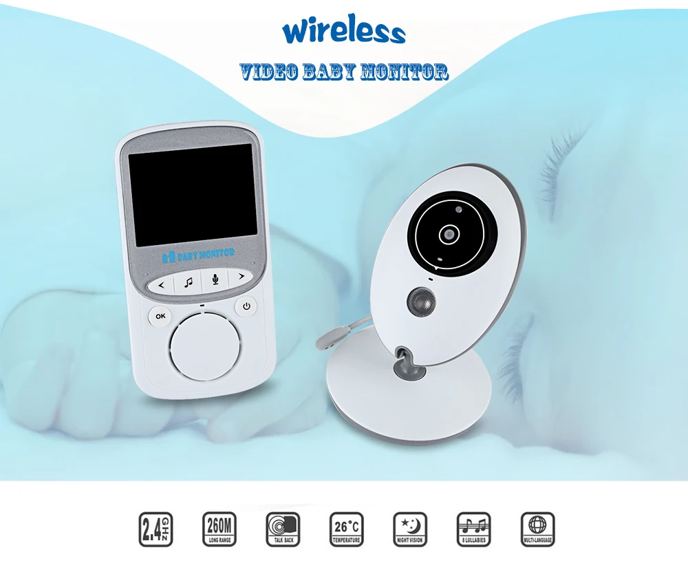 

VB605 Wireless Baby Sleeping Monitor Temperature LCD Display Night Vision Baby Video WiFi Baby Camera Infant Monitor Radio Nanny