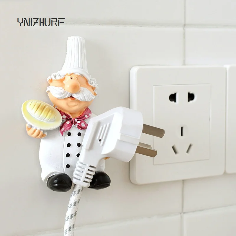 

Cartoon socket power cord shelves cute creative electronic plug hook strong Furniture stick Hook Hardware Chef image A pair