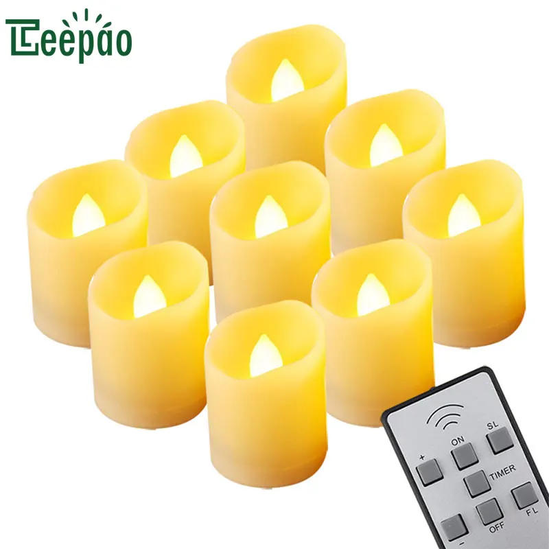 

9Pcs LED candle light remote controlled Flickering Tea Light Timing Electronics Candle Lamp for waxless Bar Wedding Decoration