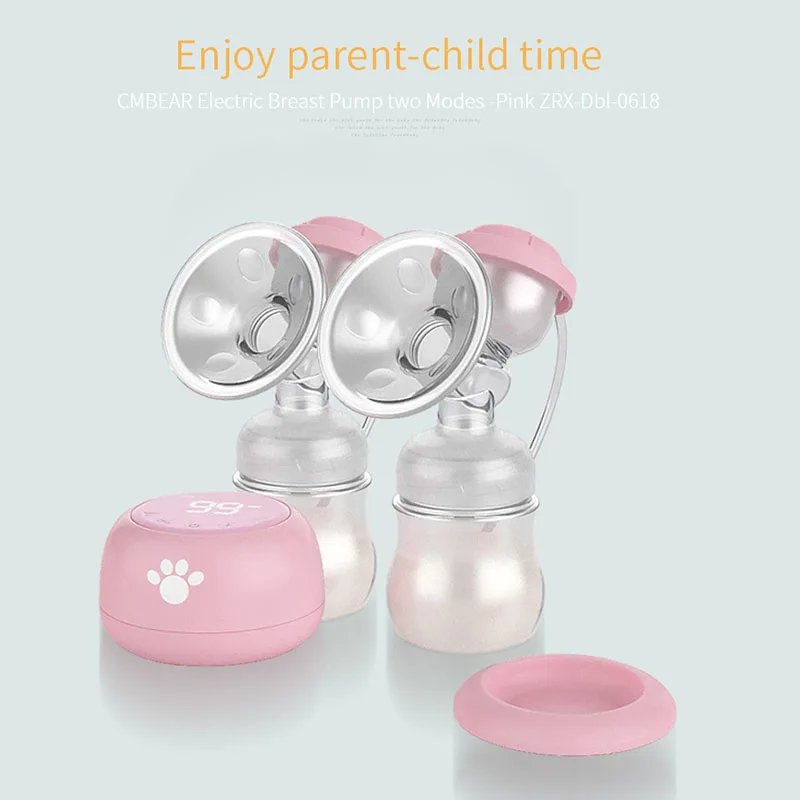 Electric Breast Pump Breast Bilateral Dual-frequency 9 Gears Adjustment Pump with LED Display AN88