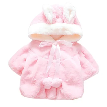 

Cartoon Cute Kids Clothing Warm Lovely Winter Little Bunnty Shawl Wind Cloak Cape Infant Toddler Thick Fur Clothes Flannel Coat
