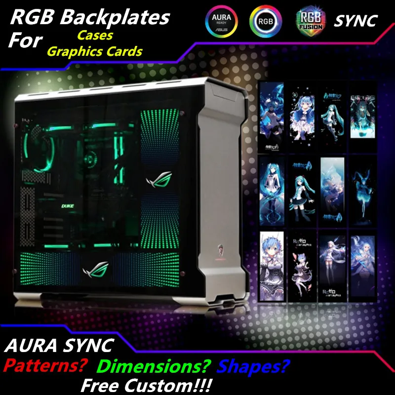 Baratos Carcasa personalizada Panel lateral GPU Backplane RGB Luz de fe colorida RGB D RGB AURA Streamer Backplate para carcasa tarjeta gráfica