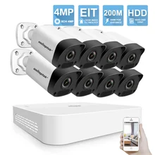 H.265 HD 8CH 4MP POE IP камера NVR комплект водонепроницаемый IP67 CCTV камера система 200 м POE расстояние 52 в система видеонаблюдения Комплект