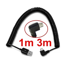 1 м 3 м прямоугольный разъем(под углом 90 градусов локоть спиральной пружины USB 2,0 кабель-переходник «папа»-Micro USB 5 Pin Data Sync Зарядное устройство кабель для зарядки для мобильного телефона Android